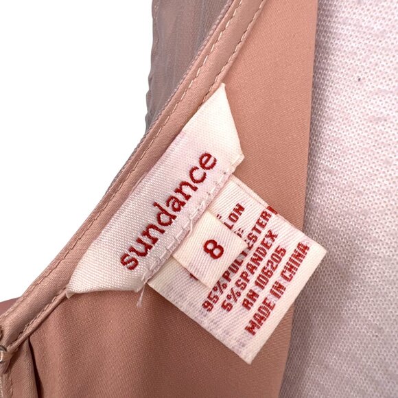 Sundance Peony Floral Embroidered Sleeveless Dress Beige Green Pink Size 8 - Picture 11 of 15